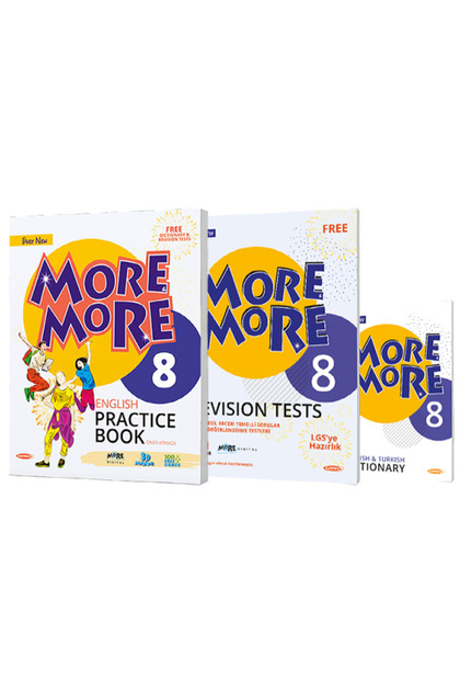Kırtasiye seti ve 8.SINIF MORE & MORE PRACTICE BOOK (3'LÜ SET) / 9786057575913