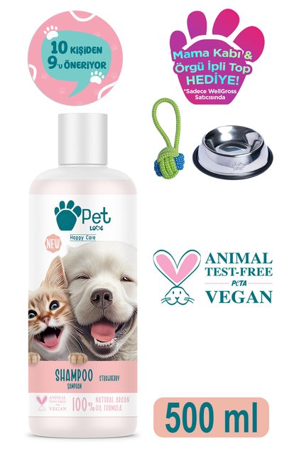 Kedi Ve Köpekler Için Şampuan Çilek 500 ml 100% Doğal Argan Yağlı