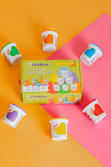 ChildGen Doğal Oyun Hamuru - Eco Cup- 6x125gr Ana Ve Ara Renkler