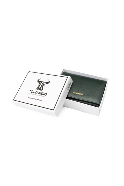Дамски портфейл от Естествена кожа в зелено Little