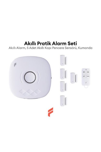 Akıllı Pratik Alarm Seti; Akıllı Alarm, 5 Adet Akıllı Kapı Pencere Sensörü, Kumanda, Yüksek Sesli