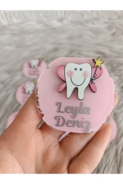 Kız Bebek Diş Buğdayı Pleksi Magnet 10 Adet | Kişiye Özel İlk Dişim Çıktı Hediyelik | Pembe Konsept