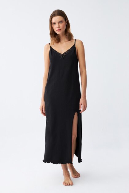 Women's Rope Strap Long Nightgown 901