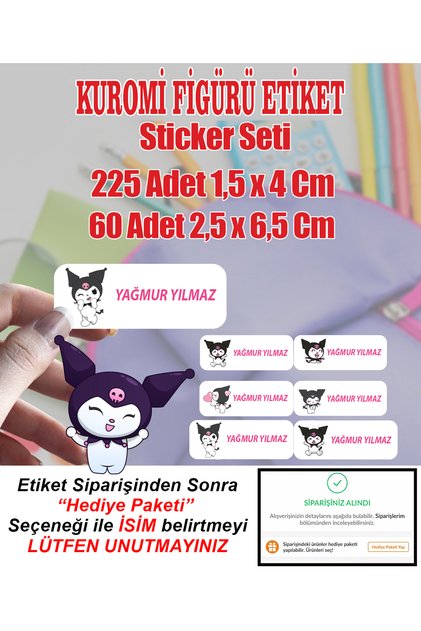 Kuromi School Label Stationery Notebook Pen Flask Bag Pen - Name Written Sticker