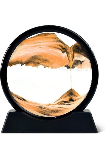Decorațiune pentru casă, birou clepsidră, sticlă/nisip 3D18X19.5 cm, negru/portocaliu
