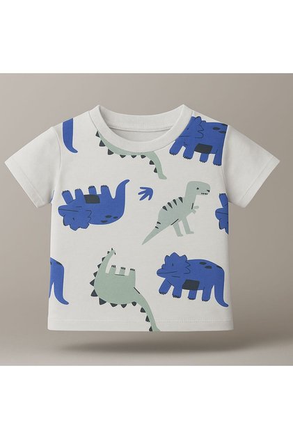Dinosaur Pattern Short Sleeve Cotton T-Shirt for Boys