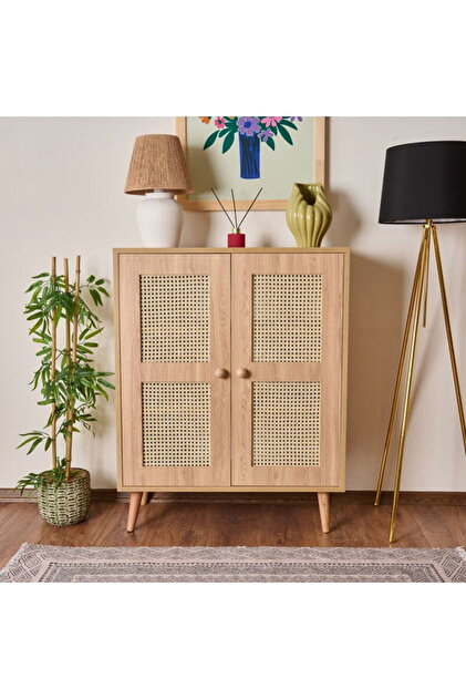 Just Home 2 Kapaklı Hazeran Çok Amaçlı Dolap - Safir Meşe - 80 cm