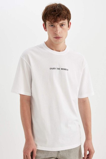 100% Cotton Relax Fit Crew Neck Printed Short Sleeve T-Shirt D6076Ax24Sm