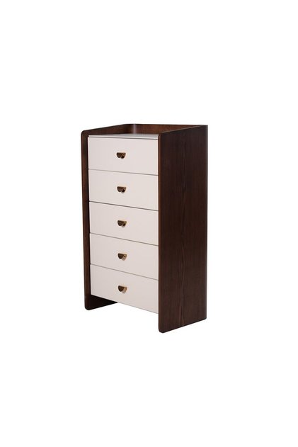 Alhamra 5 Drawer Chest of Drawers - Stylish Bedroom Storage Cabinet in Dark Brown/White/Green