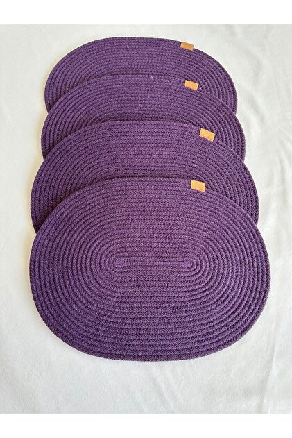 Jute Placemat, Table Decor Supla Oval Purple 30X40 Set of 4