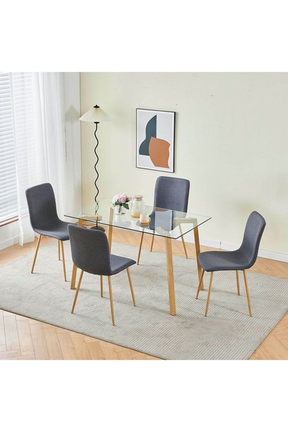 Parton 1+4 Seater Glass Dining Set - Clear/Brown