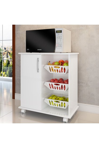 Ledian Single Door Fruit Cabinet - Modern White MDP Storage for Kitchen & Dining Room, 68x40x74cm