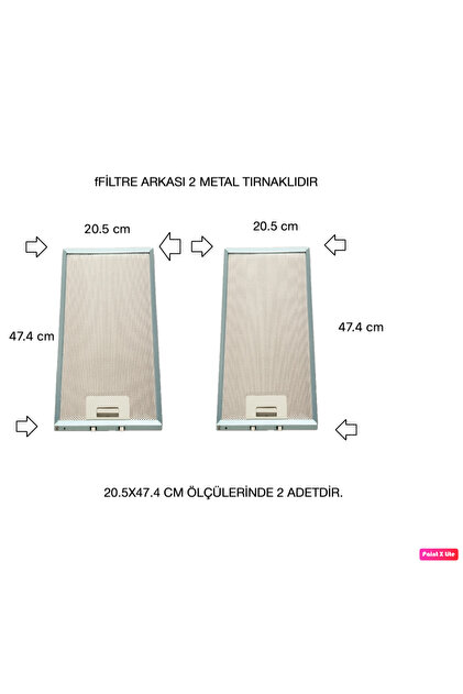EHLA FİLTRE GENEL KULLANIMA UYGUN 20,5X47,4CM. ASPİRATÖR ,DAVLUMBAZ FİLTRE SETİ 2 ADET