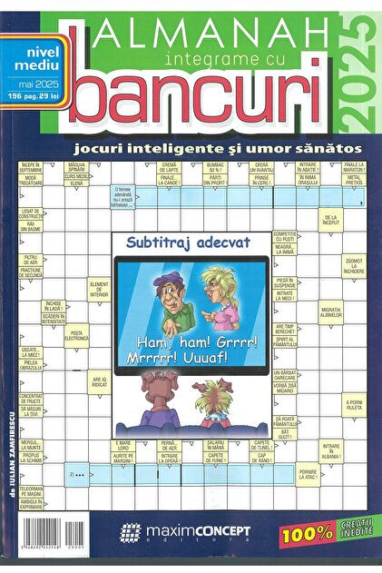 Pachet de 4 reviste integrame : almanah de integrame cu bancuri, integrame cu bancuri, integrame cu bancuri special, integrame cu bancuri magic Maxim