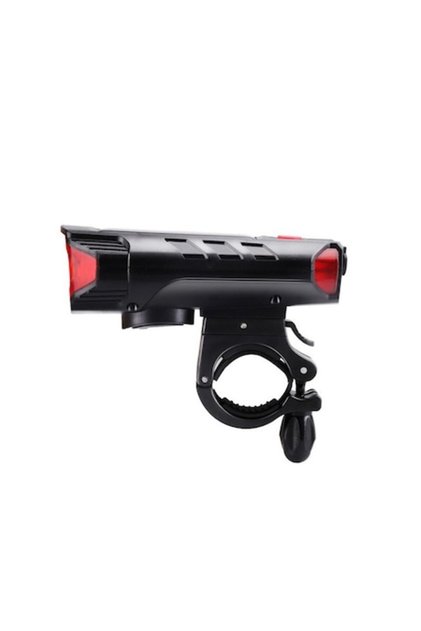 Far Solar 2 LED-uri cu Claxon Detașabil, 5 Moduri Luminare, Indicator Nivel Baterie, Negru