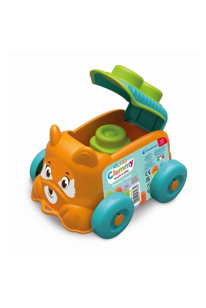 Jucarie educationala Soft Clemmy catel portocaliu cu cuburi moi
