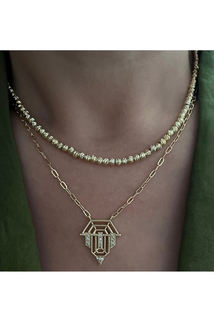 Serenay ikili kolye ( şövalye üçgen kolye ve gold dorika kolye )