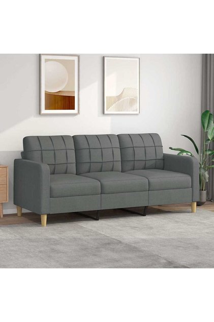 3-Seater Sofa Dark Grey 180 cm Fabric