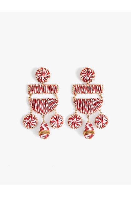 Large Size Multicolored Geometric Wicker Earrings - X Selected by Melis Ağazat