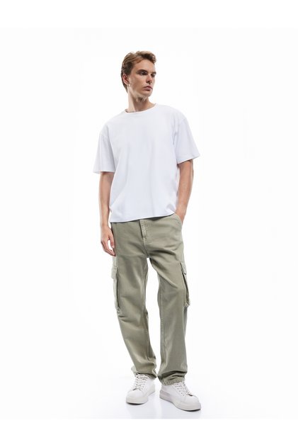 Short Sleeve Waffle Texture Oversize Cotton Crew Neck Basic T-Shirt