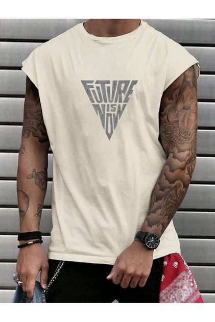 Future Printed Sleeveless Tshirt Men's Zero Sleeve Clothing Fitness Clothing Oversize T-Shi̇rt