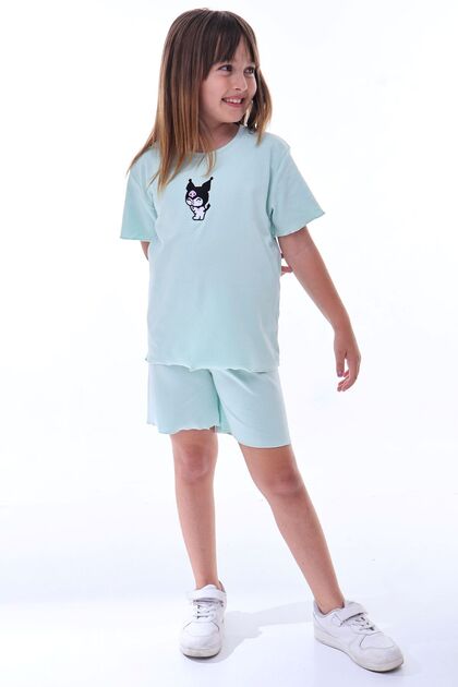 Ribana Beybi Overlock Detailed Kuromi Embroidered Top-Under Set