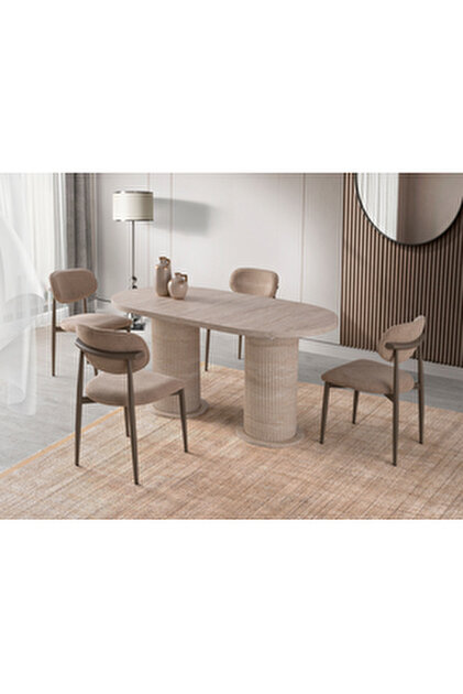 ModernEvveOfis Star Açılır Highgloss Mdf Yemek Masası Cappuccino