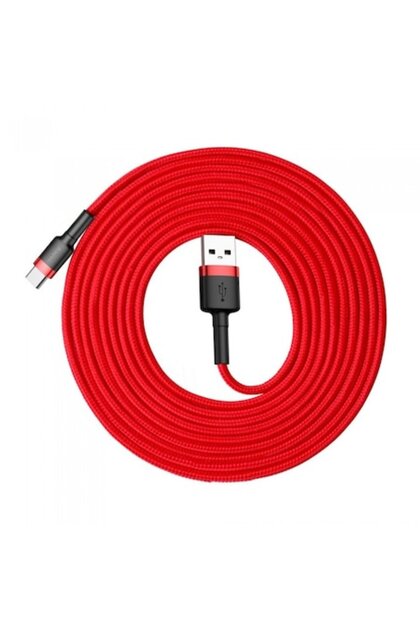 Кабел Cafule, USB към USB-C, бързо зареждане, 2A, 3 м, червен