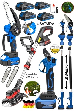 BMSG KANON 8点セット SCHUTZENGER 4 Bataryalı Dal Budama Testeresi-Şarjlı Dal Budama Bağ
