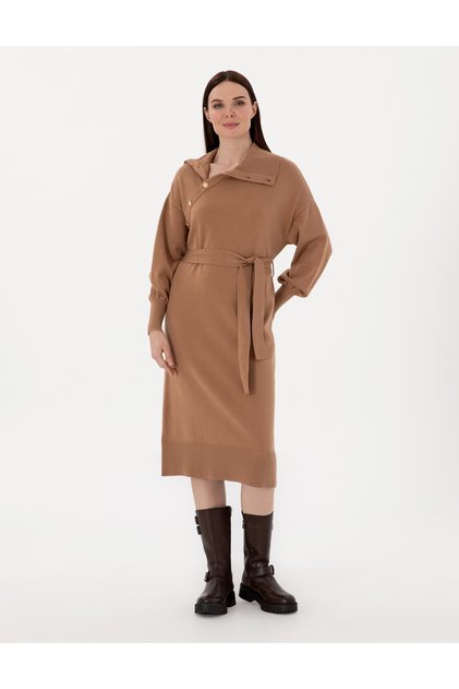 Camel Comfort Fit Knitwear Dress 50290559-Vr015