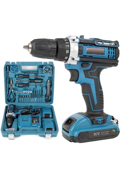 Mașină de Găurit și Înșurubat cu Percuție, 30 Accesorii, 2 Acumulatori 48V 8Ah, 500W, Valiză