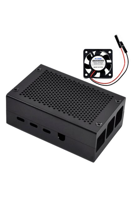 Carcasa Metalica Neagra cu Ventilator Raspberry Pi 4