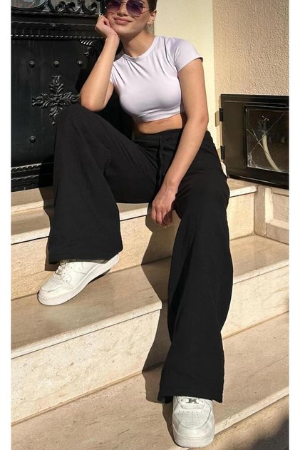 N.E.W _ Women's High-Waist Seasonal Linen Waist Elastic Tie-Up Comfortable Palazzo Pants