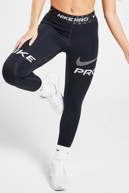 Dri Fit Training Pro Graphic Women's Mid Rise Leggings Kadın Spor Tayt Füme Siyah