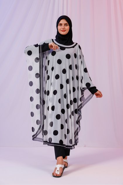 Kimono Pareo - Hijab Pareo - Polka Dot White 240X135 cm