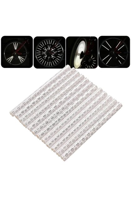 Ornamente reflectorizante pentru spițe de bicicletă, înălțime 7 cm, albe, set de 12 bucăți