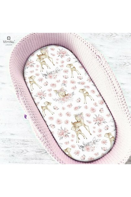 Cearceaf cu elastic, MimiNu, Pentru landou, carucior si cosulet, Dimensiune 80x35 cm