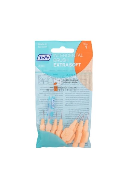 Set 8 periuțe de dinți interdentare, TePe, Extra Soft, 0,45 mm, Crem