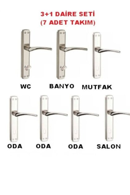 Bravo Nikel kapı kolu aynalı 3+1 daire seti 5 adet oda 2adet wc ön arka takım