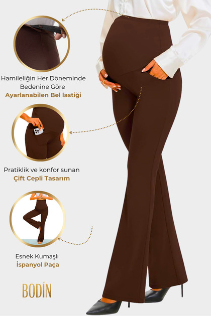 Maternity Leggings with Pockets, Adjustable Waist, Stretchy, Tightening