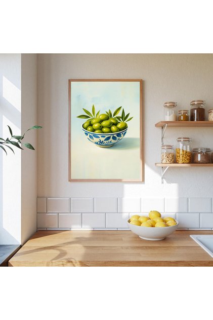 One Piece Wooden Framed Painting Kitchen Corner Olive Painting Tk0830