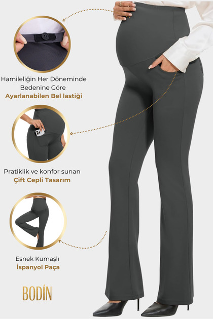 Maternity Leggings with Pockets, Adjustable Waist, Stretchy, Tightening