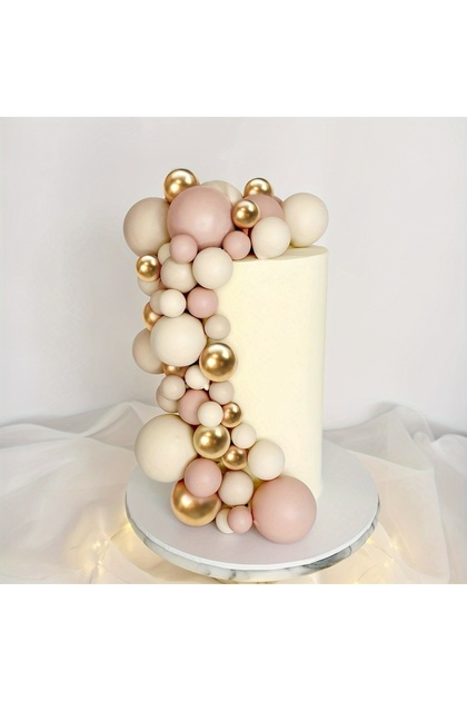 coffe gold A set of 17pcs of 3-color cake decoration balls, nude and coffee color 3-color cake top d