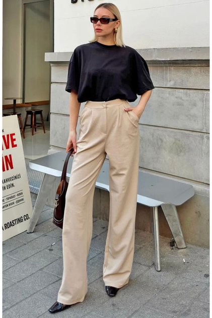 Aura>>>>Women's High Belt Pocket and Pleated Double Fabric Pants (New Season)