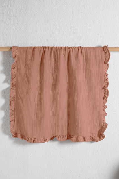 100% Cotton Ruffled & Knitted 4-Layer Muslin Baby Blanket