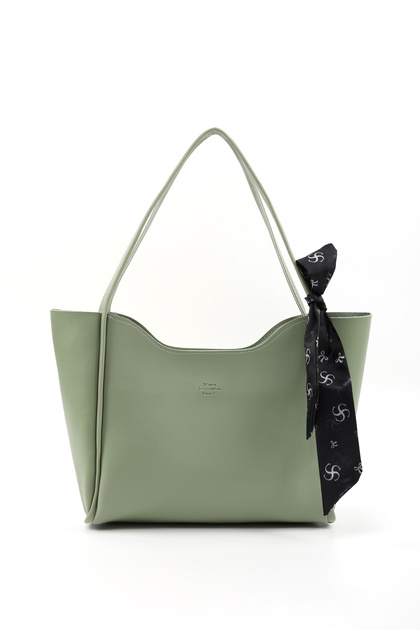 Mint Green Shk240 Faux Leather Zippered Single Compartment Hand, Arm and Shoulder Bag with Scarf Gift