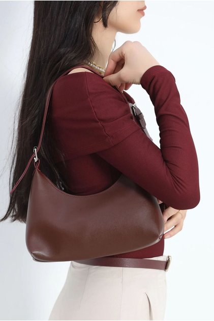 Oval Baguette Bag Claret Red
