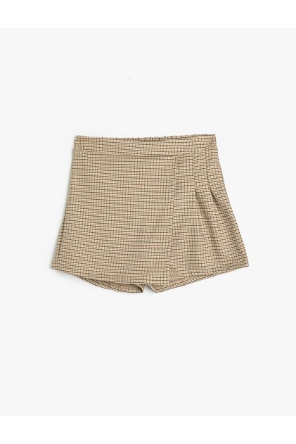 Shorts Skirt Pleated Double Breasted Elastic Waist Pleated Detail