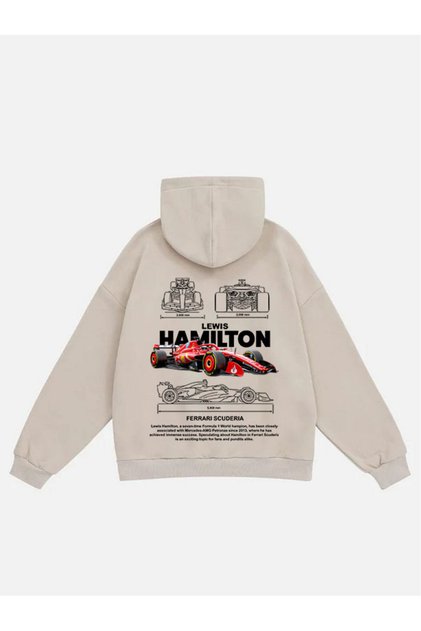 Unisex Lewis Hamilton Printed Hooded Fleece Oversize Sweatshirt