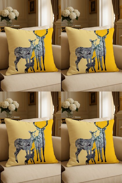 Special Design Digital Print Decorative Cushion Cover 43x43 cm Reversible 4-Piece Set